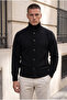Torino 100% Acrylic Stand Collar Buttoned Men's Knitwear Cardigan - Black - 3