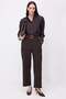 Women's High Waist Fabric Trousers with Front Pile Detail