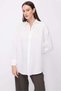 Women's Striped Oversize Shirt with Lace-Up Detail on the Sides - 2