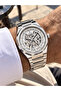 Automatic (Battery-Free) Men's Wristwatch, Silver Steel Band, Functional, White Dial, + Chain Bracelet - 2