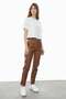 Women's Belt Detailed Leather Trousers - 5
