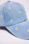 Women's Daisy Patterned Denim Cap Hat - 5