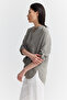 Women's Stripe Detailed Curved Sleeve High Collar Shirt - 3