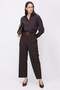 Women's High Waist Fabric Trousers with Front Pile Detail - 2