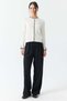 Women's Pique Knitted Band-Style Crocheted Cardigan with Circular Neckline Em1197 - 6
