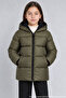 Girl's Khaki Fleece Inside Hooded Waterproof Wind Resistant Pocket Puffer Winter Jacket - 4
