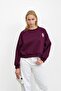 Plum Crew Neck Embroidered Three Thread Short O Oversized Sweat - 5