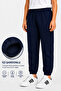 3-Pack Unisex Black-Navy Blue-Orange Children's Sweatpants with Elasticated Legs and Fleece Inside - 4