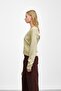 Beige Double Pocket Zippered Knit Cardigan - 3