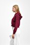 Burgundy Hooded Inside Sh Fleece-Lined Three Thread Sweatshirt - 3