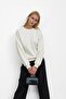 Ecru Basic Three Thread Sweatshirt with Shoulder Detail - 5