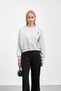 Gray Crew Neck Embroidered Three Thread Short O Oversized Sweat - 2