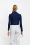 Navy Blue Ruffle Detailed Mock Neck Blouse - 4