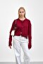 Burgundy Collar Tied Buttoned Knitwear Cardigan - 2