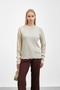 Stone Crew Neck Knit Sweater with Guipure Detail on Sleeves and Hem - 2