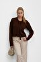 Brown Collar Tie-Up Buttoned Knitwear Cardigan - 5