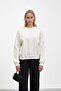Ecru Basic Three Thread Sweatshirt with Shoulder Detail - 2