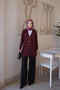 Burgundy Cold Yarn Stone Knitwear Cardigan - 2