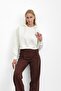 Ecru Hooded Inside Sh Fleece-Lined Three Thread Sweatshirt - 5