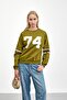 Oil Green Front and Arm Printed Three Thread Sweat