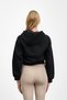 Black Short Kangaroo Pocket Zippered Three Thread Sweat Cardigan - 4