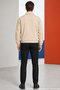 Men's Basic Gabardine Fabric Zippered Oversized Transitional Polo Collar Beige Jacket - 4