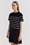 Women's Sausage Collar Striped Short Sleeve Knitwear T-Shirt - 2