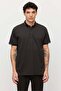 Men's T-Shirt with Buttoned Collar and Contrast Color Details