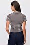 Women's Polo Neck Striped T-Shirt - 5