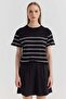 Women's Sausage Collar Striped Short Sleeve Knitwear T-Shirt