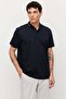 Men's T-Shirt with Buttoned Collar and Contrast Color Details - 2