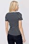 Women's Contrast Collar Striped T-Shirt - 7