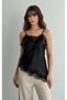 Black Lace Detailed Satin Woven Blouse - 3
