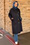 Shirt Collar, Side Snap Buttons, Belted, Lined Trench Coat - 2