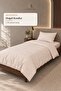 Beige Yarn-Dyed Ranforce Cotton Single Striped Buttoned Duvet Cover Set 160X220 cm - 5