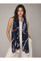 Belt Chain Patterned Navy Blue Pareo 80X180 Shal Sal3006 - 2