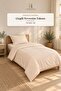 Beige Yarn-Dyed Ranforce Cotton Single Striped Buttoned Duvet Cover Set 160X220 cm
