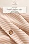 Beige Yarn-Dyed Ranforce Cotton Single Striped Buttoned Duvet Cover Set 160X220 cm - 2