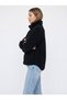 Zippered Teddy Plush Coat Women's - Black - 2
