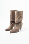Emily Women's Genuine Leather Suede Thin Heeled Long Mink Boots - 4