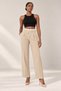 Double Waist Band High Waist Wide Leg Women's Pants
