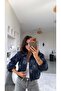 Navy Blue Floral Patterned Bomber Jacket - 4