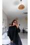 Black Boat Neck Asymmetrical Knitwear Blouse - 2