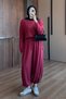 Women's Knitted Fabric Crew Neck Basic Shalwar Hijab Set 3235 Red - Premium Series - 5