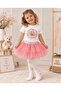 Barbie Printed White Pink Tutu Skirt Girls' Set