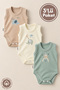 Unisex 100% Organic Cotton Elephant Printed 3-6-9-12 Months 3-Piece Sleeveless Baby Bodysuit