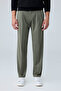 Men's Viscose Blended Side Buckle Pleated Baggy Trousers Khaki 0171Dngr - 3