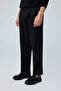 Men's Baggy Fit Pleated Fabric Trousers Black 0172Dngr