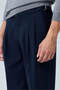 Men's Viscose Blended Side Buckle Pleated Baggy Trousers Navy Blue 0171Dngr - 4