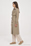 Jacket Collar Sleeve Detailed Mink Trench Coat 12667 - 4